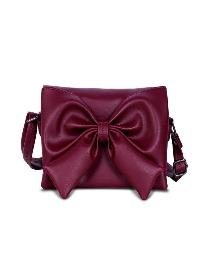 كاتشي حقيبة كتف نسائية من الجلد الصناعي بلون عنابي جذاب وسحاب - Image 1